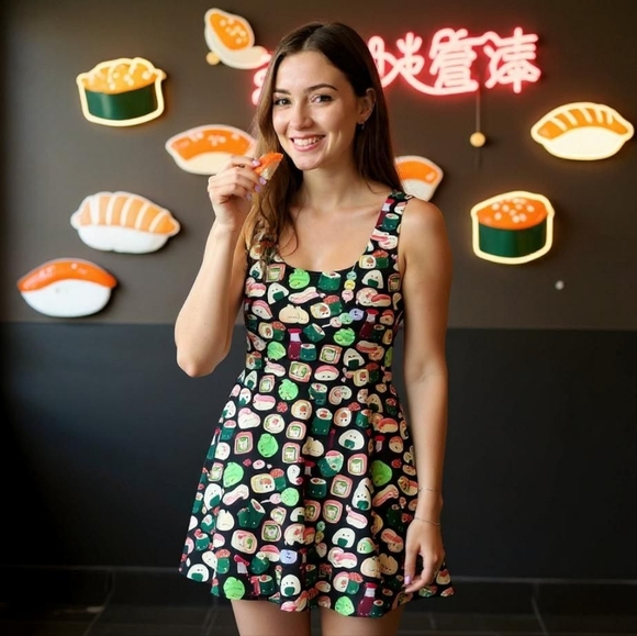 Japanese Sushi Flare Dress - Picture 3 of 10